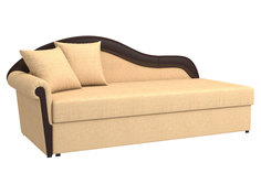 Прямой диван Вентура Песочный, рогожка/Коричневый, иск. кожа, Левый Мягкая Линия