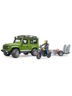 Внедорожник Bruder Land Rover Defender с мотоциклом Scrambler Ducati Full Throttle 02-589