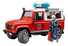 Внедорожник Bruder Land rover defender station wagon пожарная с фигуркой