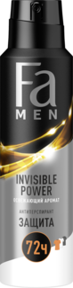Дезодорант-антиперспирант Fa мужской Invisible power, освежающий аромат, 72 ч, 150 мл