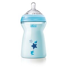 Бутылочка Chicco Natural Feeling силиконовая соска с флексорами голубая 330 мл
