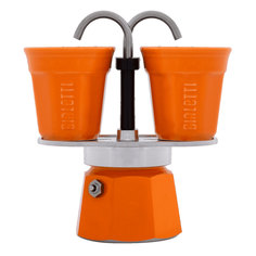 Гейзерная кофеварка Bialetti Мини Экспресс Оранжевая на 2 порции + 2 чашки