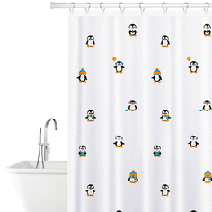 Штора для ванной, текстиль, Tatkraft Funny Penguins, 180x180 см