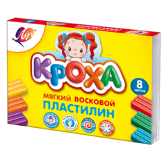 Пластилин мягкий Кроха, 8 цветов, со стеком Луч