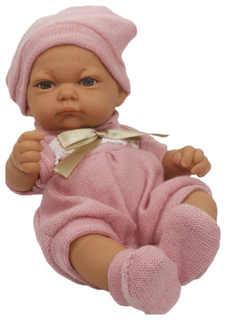 Пупс 1 TOY Baby Doll в розовом комбинезоне, пинетках и шапочке, 25 см