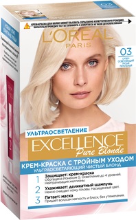 Крем-краска для волос LOreal Excellence стойкая тон 03 "Суперосветляющий русый пепельный"