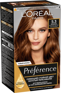 Краска для волос LOreal "Preference" тон 5.3, Монако, Золотой Светло-Каштановый 174 мл
