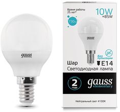 Лампочка Gauss LED Elementary Globe E14 10W 4100K