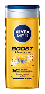 Гель для душа Nivea Men boost 3в1 Заряжает энергией +кофеин 250мл