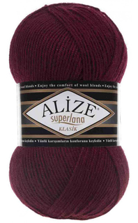 Пряжа Alize Superlana klasik 5 шт. в упак. Цв. бордовый Alize-Superlana klasik-057, 280 м