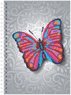 Алмазная мозаика тетрадь Бабочка, клетка 48 листов Color KIT