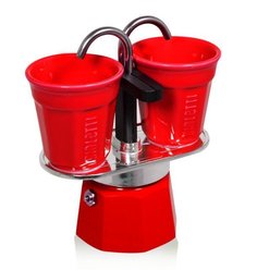 Гейзерная кофеварка Bialetti Мини Экспресс Красная 2 порции +2 чашки
