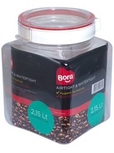 Контейнер BORA квадратный с крышкой красная полоса 2,15 л. 1 шт. ПЛ-BO2235k