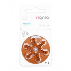 Набор батареек, для слуховых аппаратов, Singnia тип p312, 6 шт Siemens
