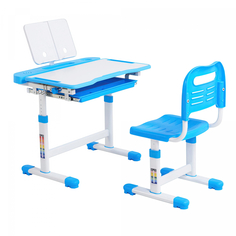 Комплект парта+стул+подставка +органайзер Anatomica Vitera белый/голубой