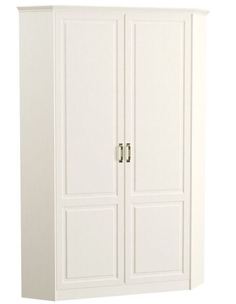 Распашной шкаф угловой с карнизом Ливерпуль Ясень Ваниль/Белый Mobi