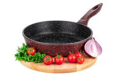 Сковорода глубокая 22 см Elan Gallery ГАРМОНИЯ ВКУСА Рубиновый дуэт, с несъёмной ручкой