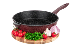 Сковорода глубокая 28 см Elan Gallery ГАРМОНИЯ ВКУСА Рубиновый дуэт, с несъёмной ручкой