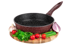 Сковорода глубокая 24 см Elan Gallery ГАРМОНИЯ ВКУСА Рубиновый дуэт, с несъёмной ручкой