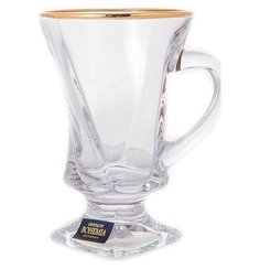 Кружки для горячих напитков 100 мл 6 шт Crystalite Bohemia "Квадро Отводка золото" 143976