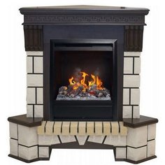 Электрокамин RealFlame Stone Corner new, коричневый/бежевый