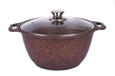 Кастрюля антипригарная литая 4,0л Granit ultra red Kukmara