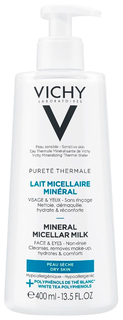 Минеральное мицеллярное молочко Vichy Purete Thermal для сухой и нормальной кожи, 400 мл