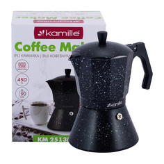Кофеварка гейзерная Kamille 450мл с индукционным дном (чёрный мрамор)
