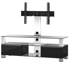 Тумба под телевизор приставная SONOROUS MD 8143-C-INX-BLK 140х44х121 см, черный