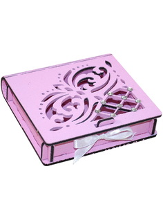 Шкатулка под кольца КАНЫШЕВЫ "Ажурная" розовый, белый Б141-02-0503