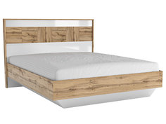 Двуспальная кровать Аризона Дуб Ватан/Белый лак, 1600х2000 мм Milana