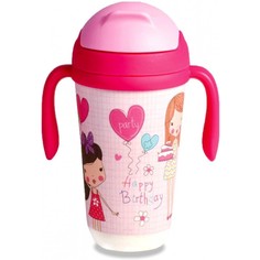 Поильник детский Eco Baby 350 мл с трубочкой Happy birthday