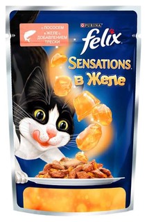 Влажный корм для кошек Felix Sensation, лосось и треска в желе, 24шт, 85г