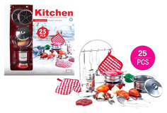 Посуда кухонная, металл, набор 25 предметов, 41х39,5х10 см 555-BX010 Junfa Toys