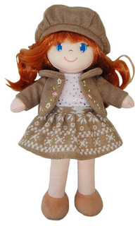 Кукла мягконабивная abtoys в коричневом беретте и фетровом костюме, 36 см