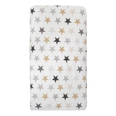 Простыня на резинке AmaroBaby Звезды пэчворк, бязь, 125х75х12