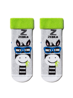 Носки детские Conte Kids SOF-TIKI (с отворотом) 6С-19СП, р.18, 436 светло-серый-салатовый
