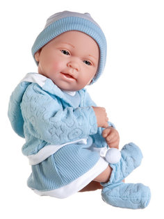 Пупс JUNFA Pure Baby 35см в кофточке, платье и шапочке, в коробке WJ-B9968