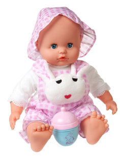 Пупс ABtoys Baby Ardana 40см в конбинезоне Зайчик с бутылочкой в коробке WJ-B8776 Jiangsu Holly Everlasting Inc.