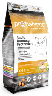 Сухой корм для кошек ProBalance Immuno Protection, для иммунитета, курица и индейка, 10кг