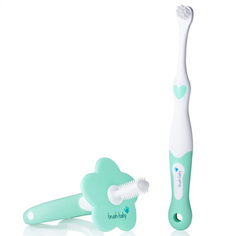 Детские зубные щетки 2 шт. Brush-Baby My FirstBrush&Teether Set 0-18 мес бирюзовый BRB097