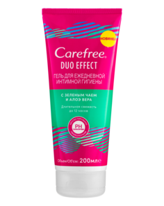Гель Carefree для интимной гигиены "Duo Effect" с зеленым чаем и алоэ вера, 200 мл