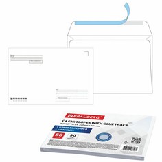 Конверты С4 (229х324 мм), клеевой слой, внутренняя запечатка, 90 г/м2, 50 шт., BRAUBERG