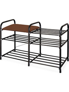 Этажерка для обуви Ника ЭТИ3/Ч 790х330х500мм, черный/коричневый In Home