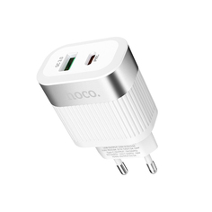 Сетевое зарядное устройство Hoco C58A; USB+Type-C; PD20W+QC3.0; белый (41523)