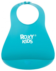Нагрудник мягкий для кормления Roxy Kids с кармашком и застежкой, мятный