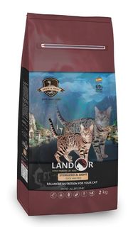 Сухой корм для кошек Landor, при избыточном весе и для стерилизованных, утка, 2кг