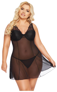 Полупрозрачная сорочка Berta черный XXXL SoftLine