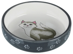 Одинарная миска для кошек TRIXIE, керамика, белый, серый, 0.3 л