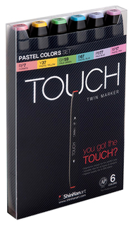 Набор маркеров TOUCH TWIN PASTEL 6 шт розовый; желтый; зеленый; синий; фиолетовый